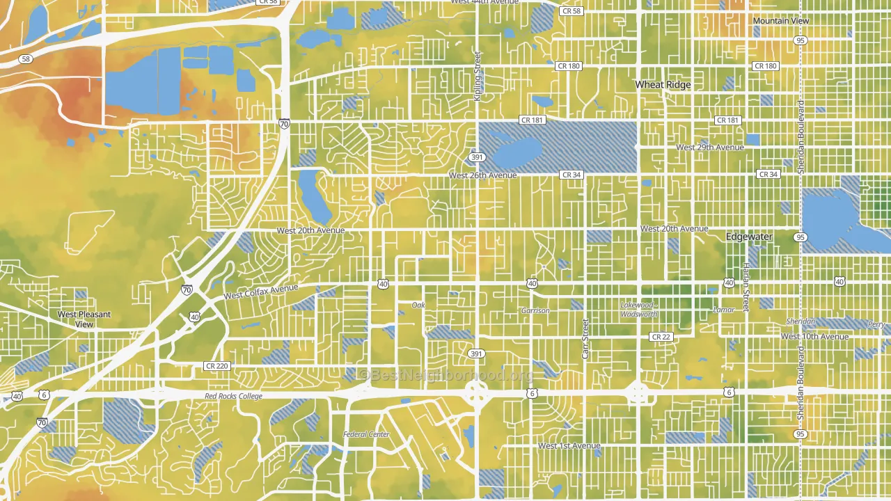 Bike Grade map of 80215, CO