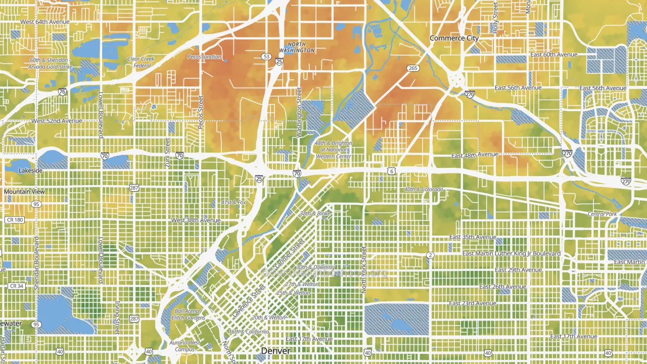 Bike Grade map of 80216, CO