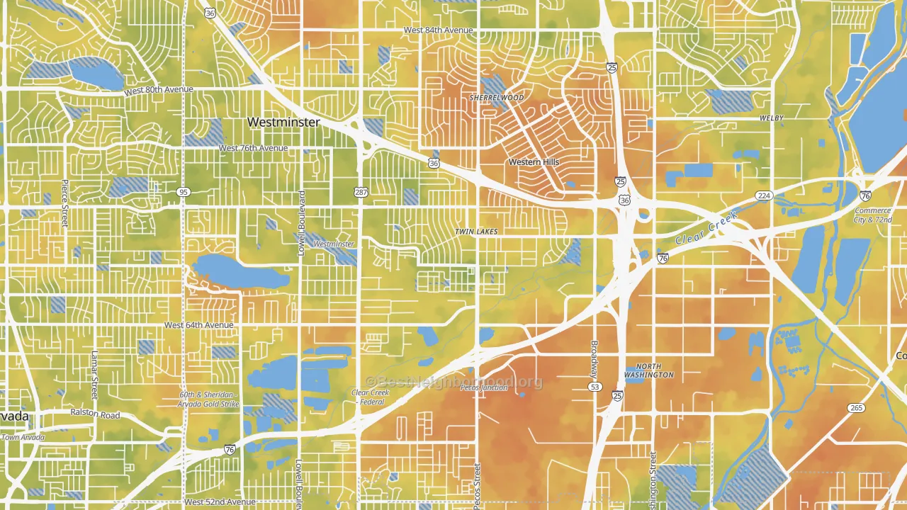 Bike Grade map of 80221, CO