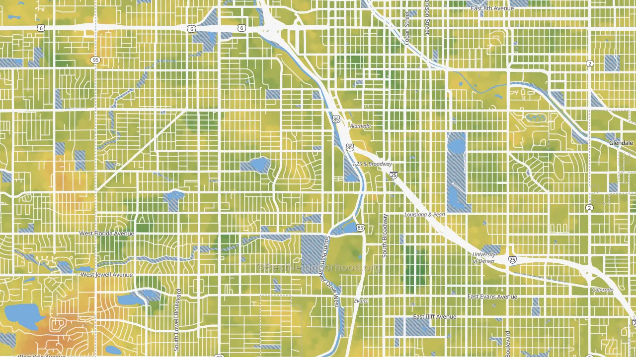 Bike Grade map of 80223, CO