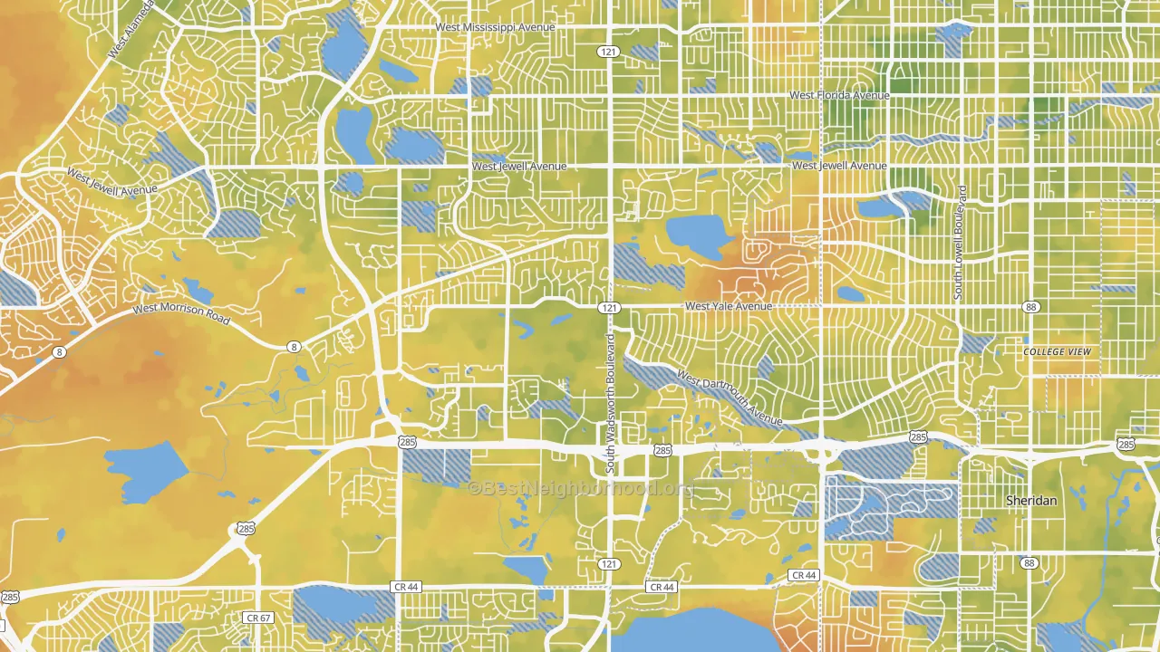 Bike Grade map of 80227, CO