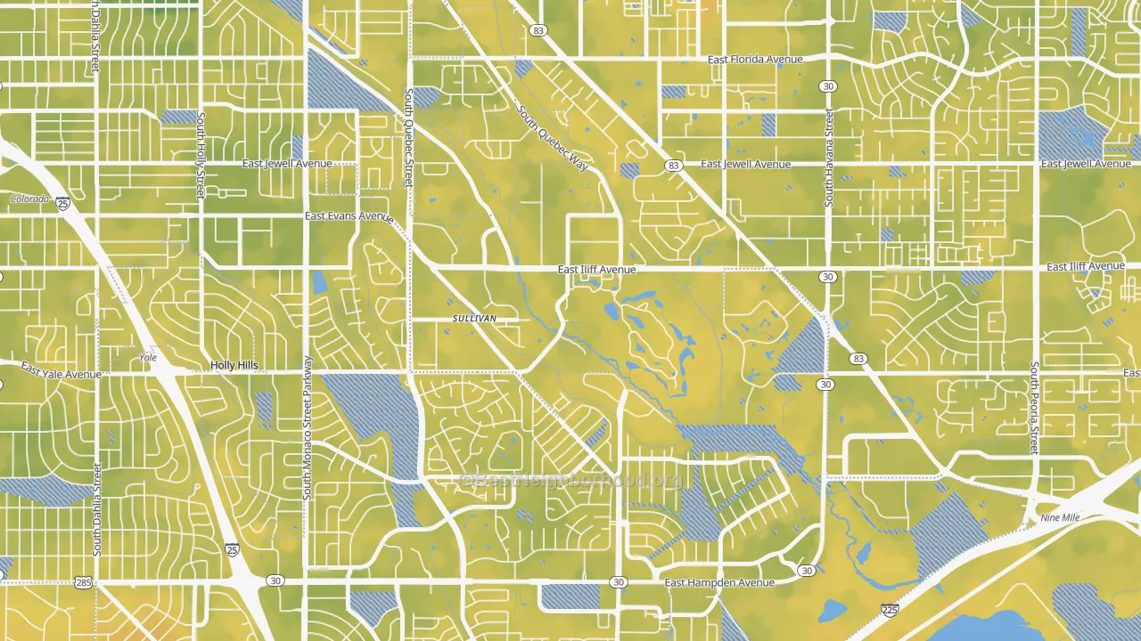 Bike Grade map of 80231, CO