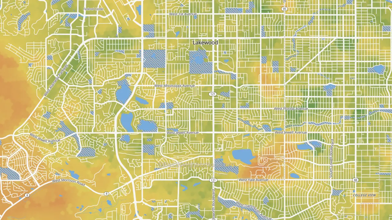 Bike Grade map of 80232, CO