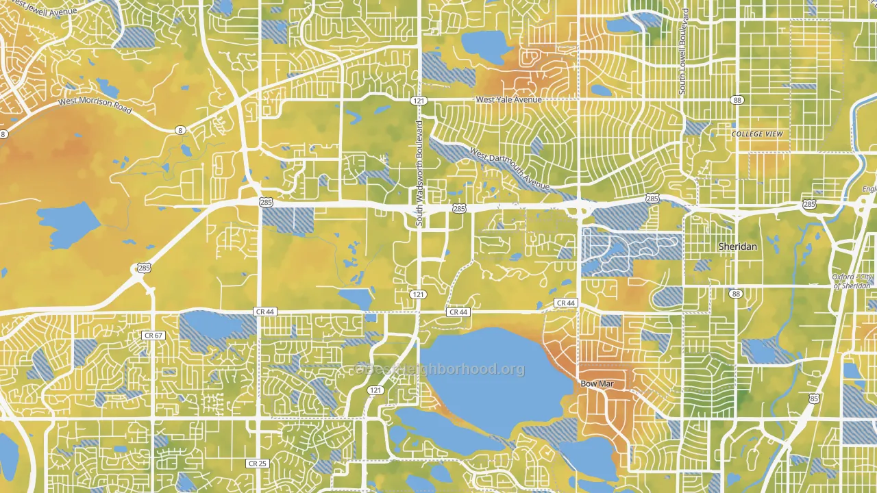 Bike Grade map of 80235, CO