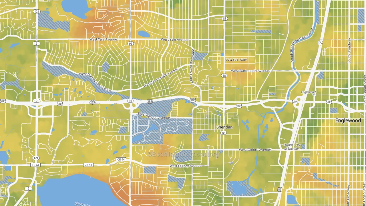 Bike Grade map of 80236, CO