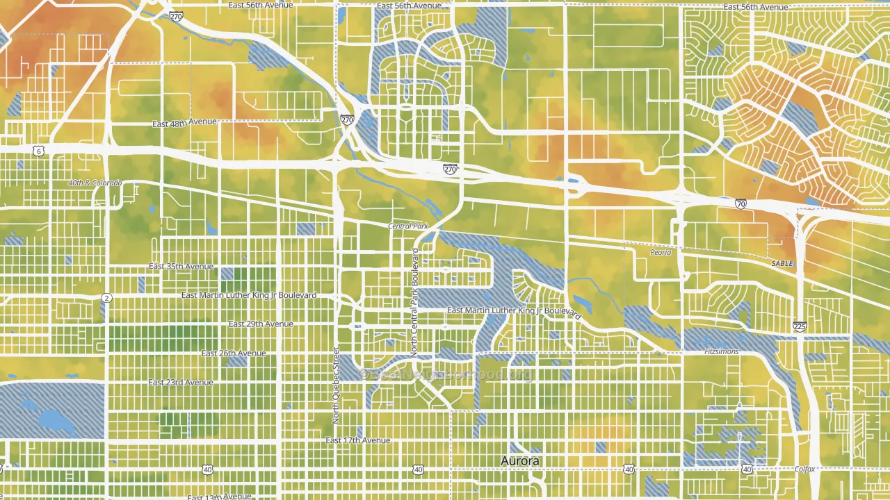 Bike Grade map of 80238, CO