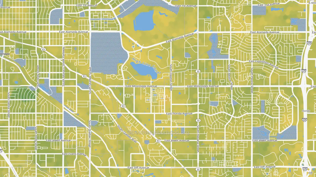 Bike Grade map of 80247, CO