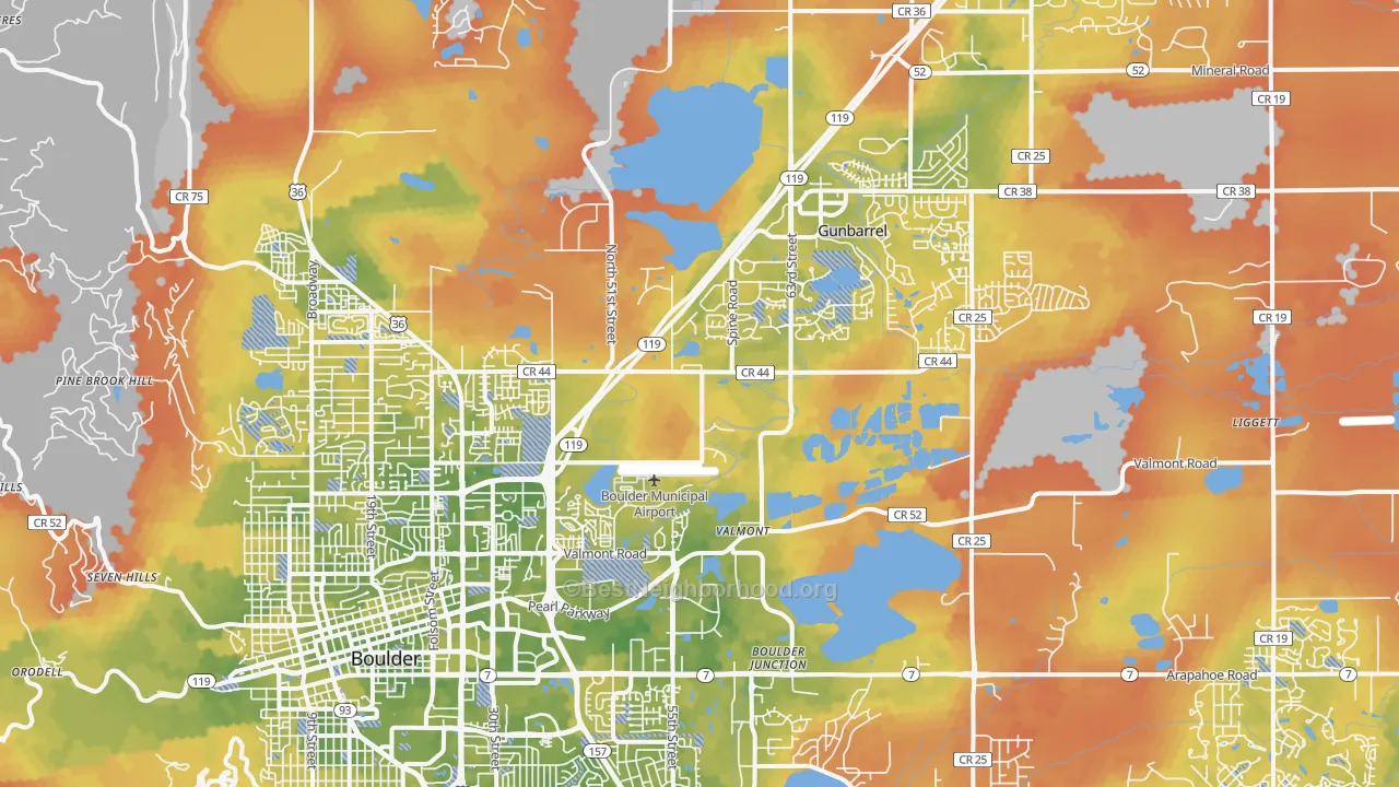 Bike Grade map of 80301, CO
