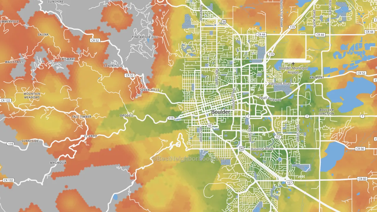 Bike Grade map of 80302, CO