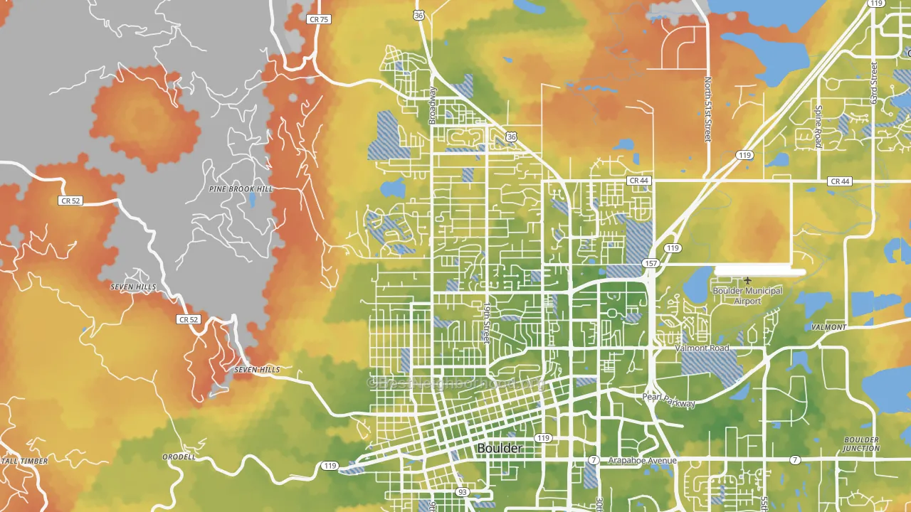 Bike Grade map of 80304, CO