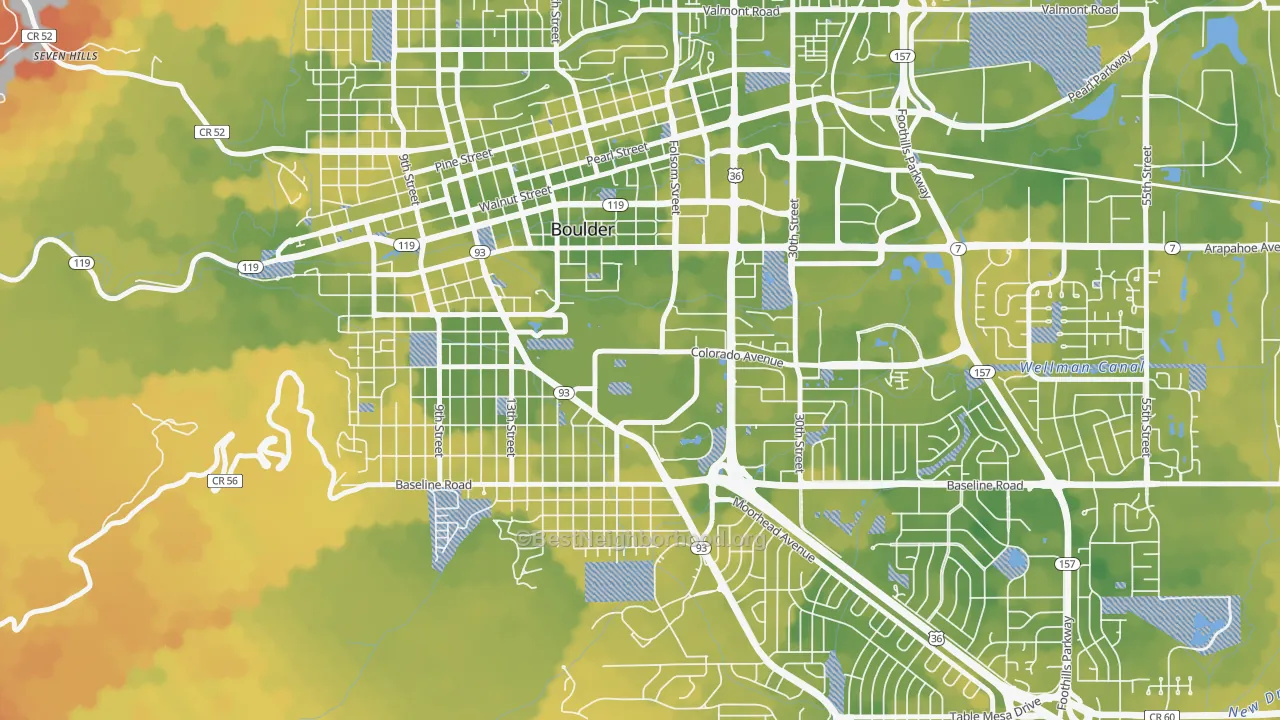 Bike Grade map of 80309, CO