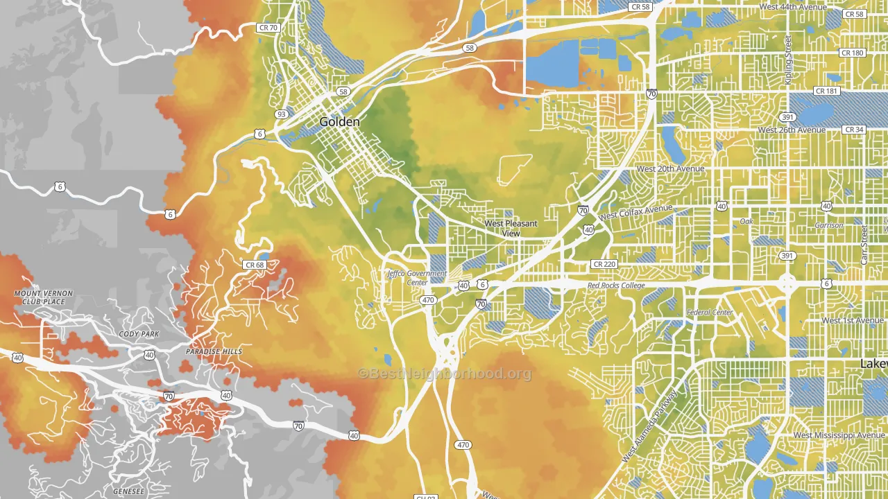Bike Grade map of 80401, CO