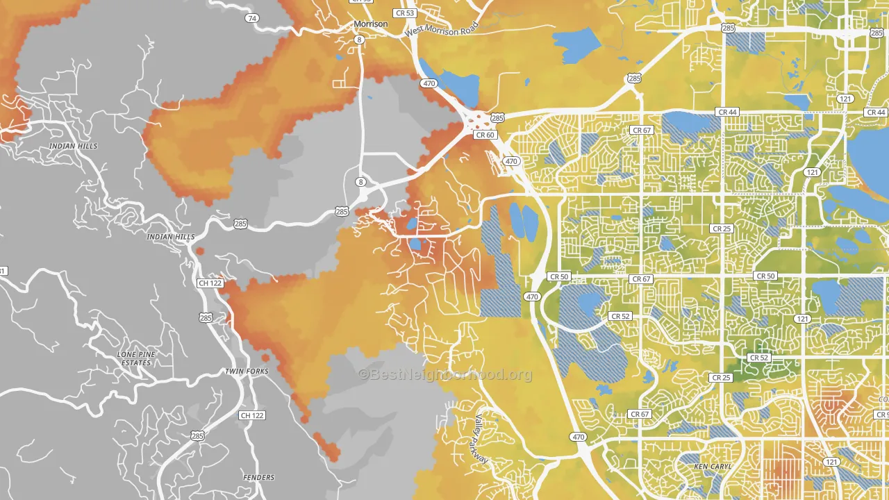 Bike Grade map of 80465, CO