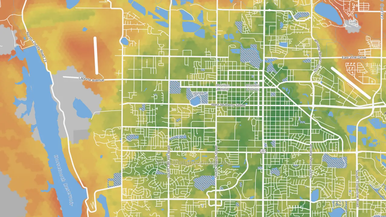 Bike Grade map of 80521, CO