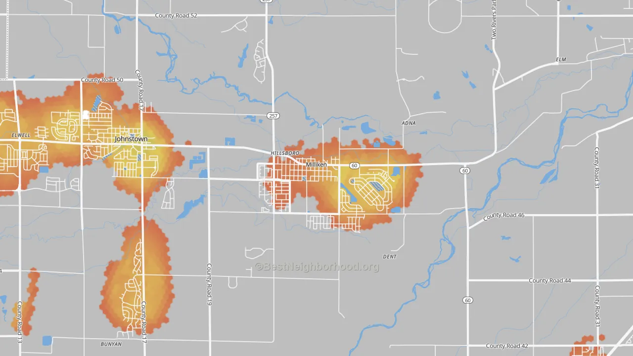 Bike Grade map of 80543, CO