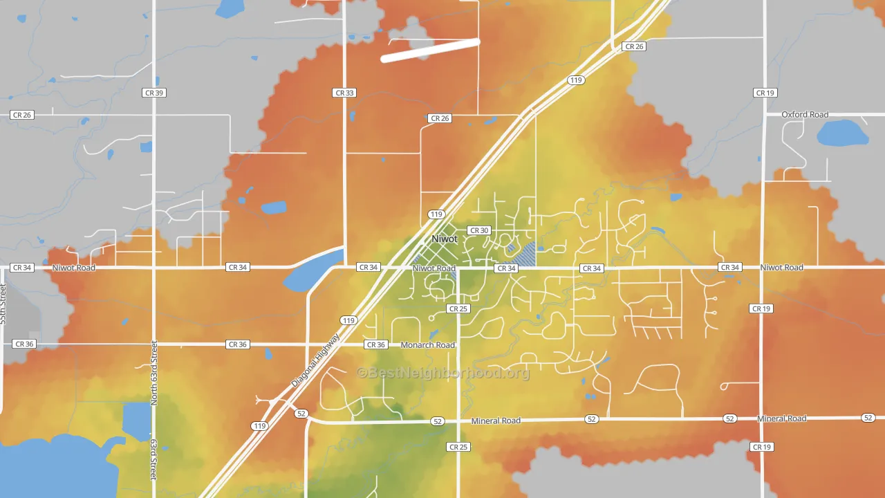 Bike Grade map of 80544, CO