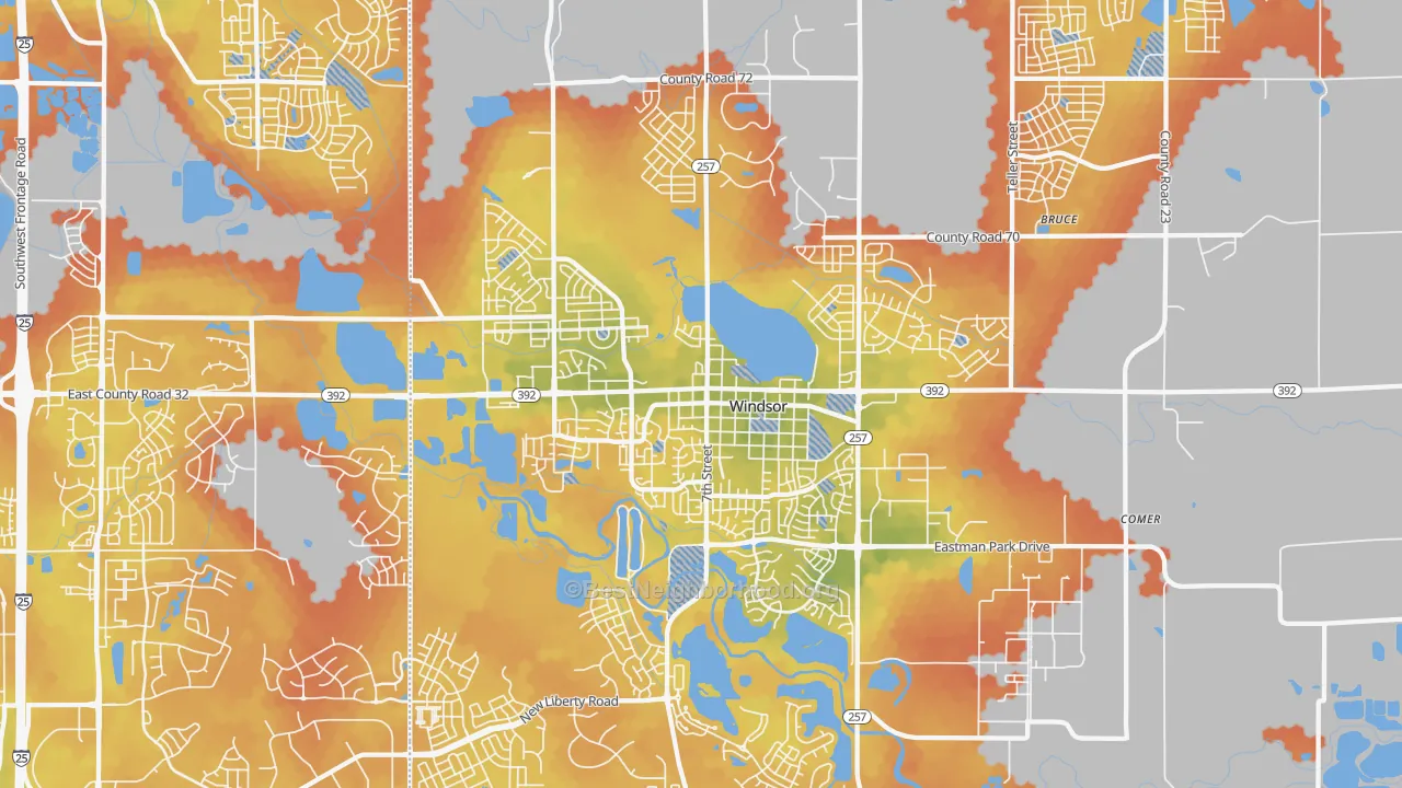 Bike Grade map of 80550, CO