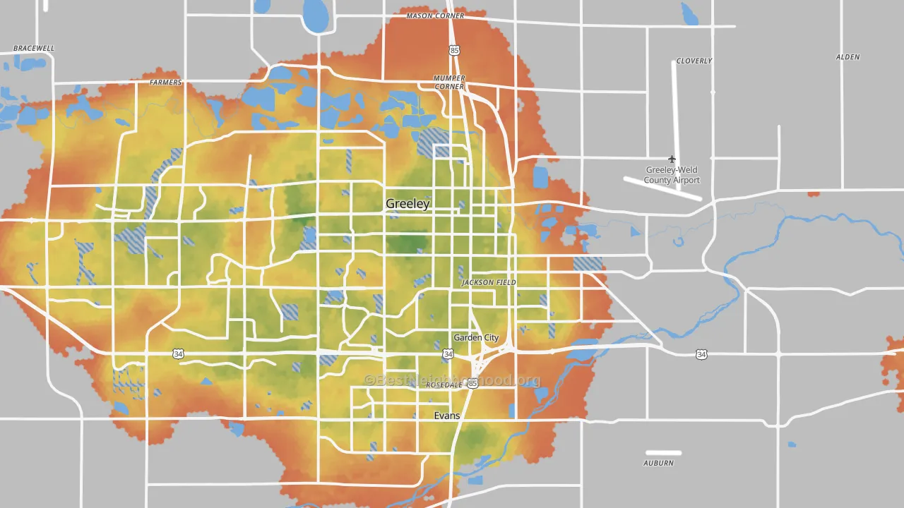 Bike Grade map of 80631, CO