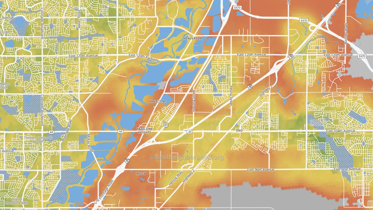 Bike Grade map of 80640, CO