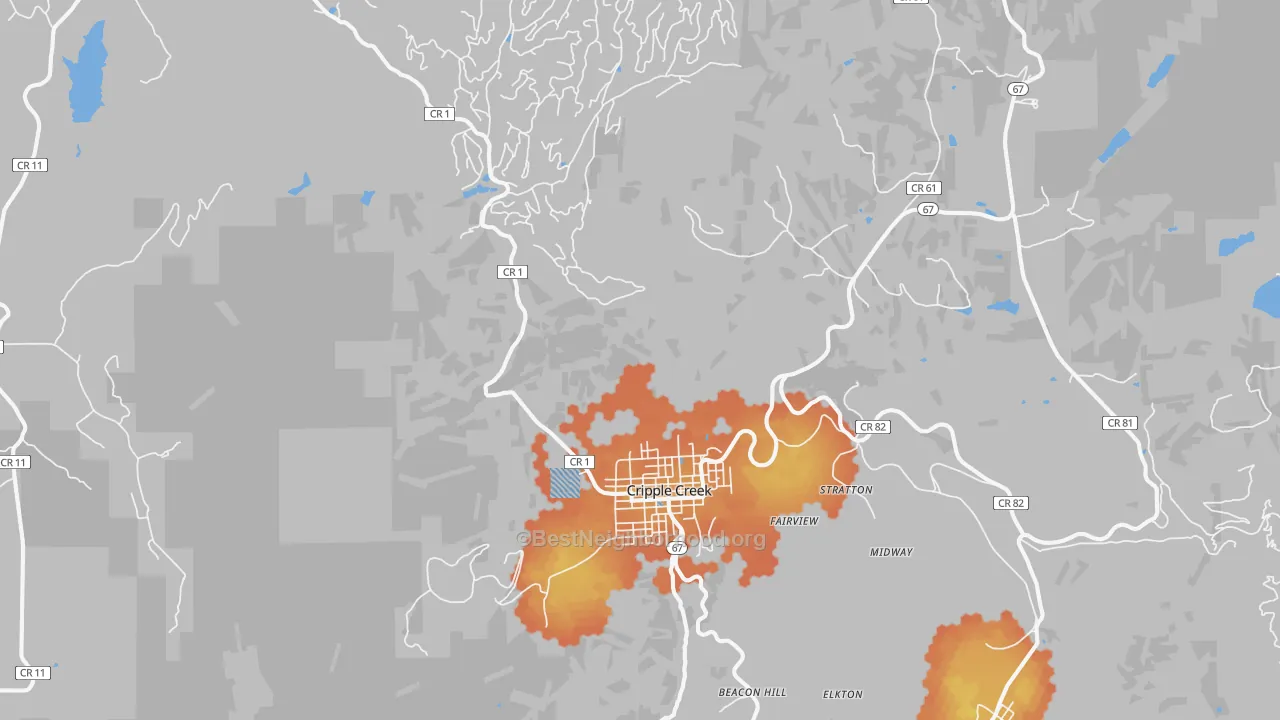 Bike Grade map of 80813, CO