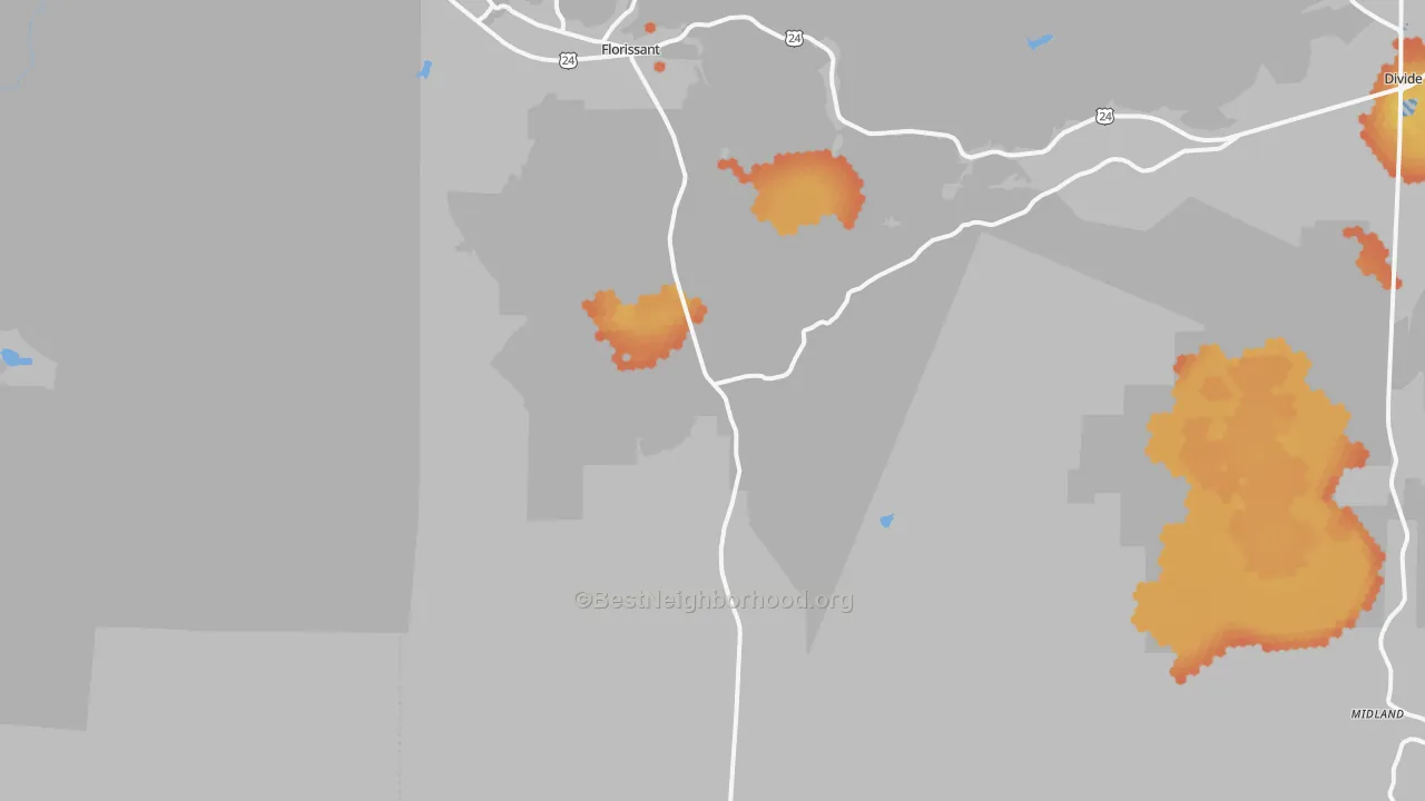 Bike Grade map of 80816, CO