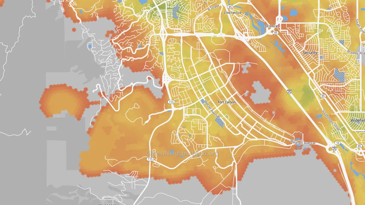 Bike Grade map of 80902, CO