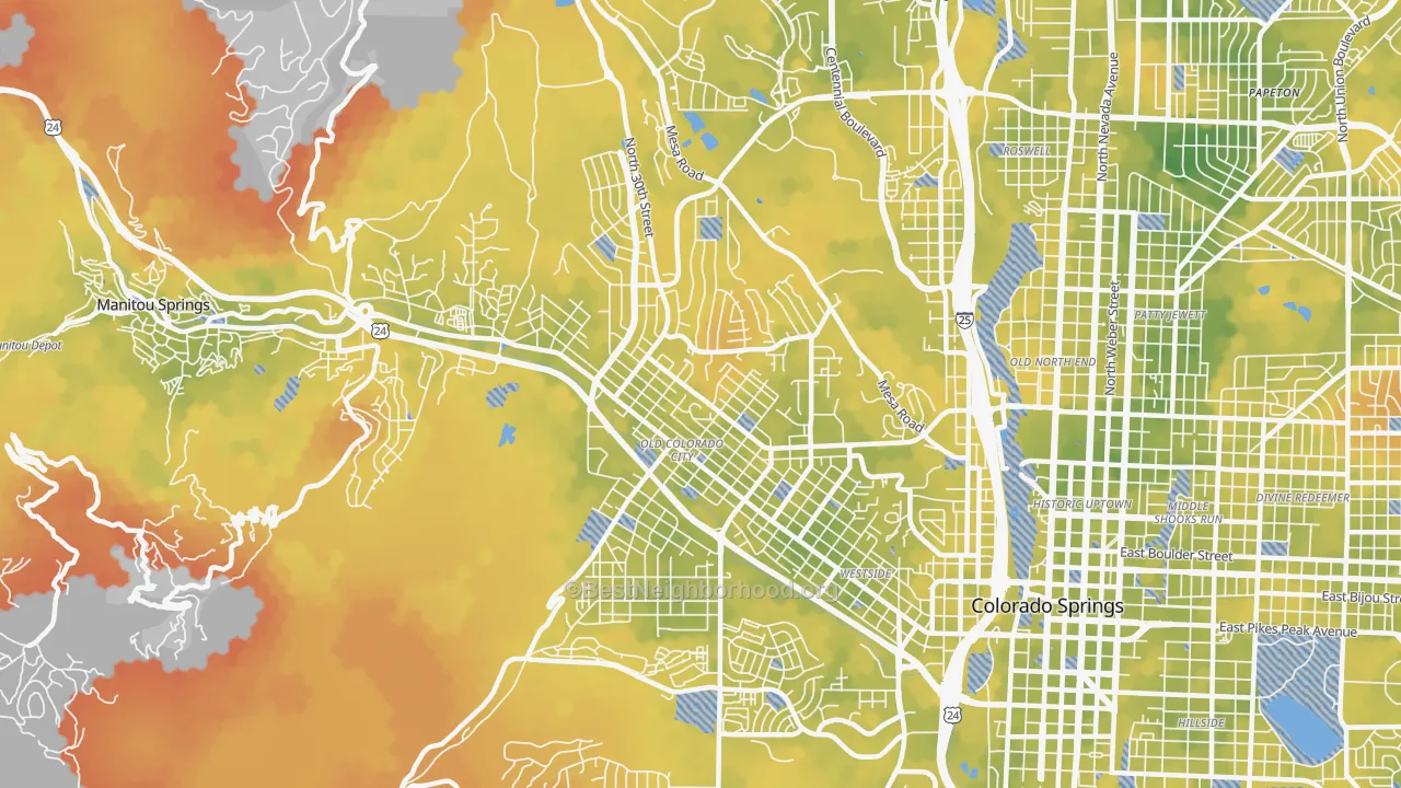 Bike Grade map of 80904, CO