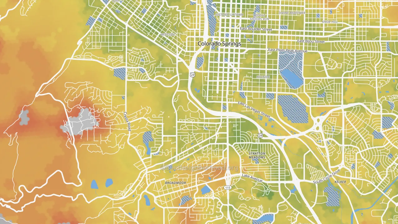 Bike Grade map of 80905, CO