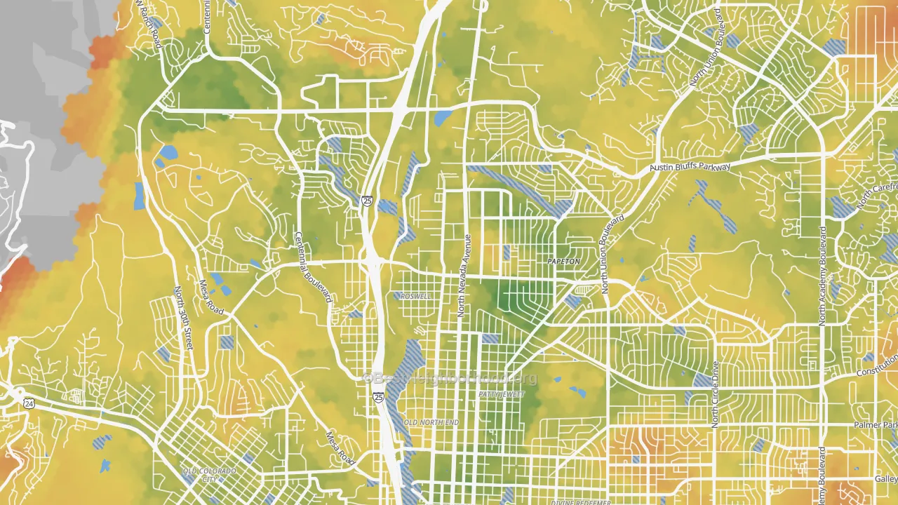 Bike Grade map of 80907, CO
