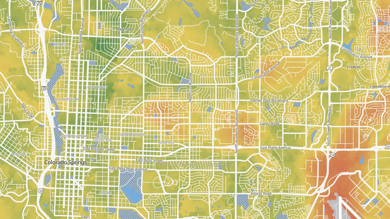 Bike Grade map of 80909, CO