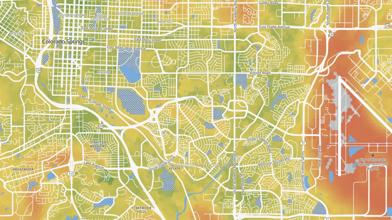 Bike Grade map of 80910, CO