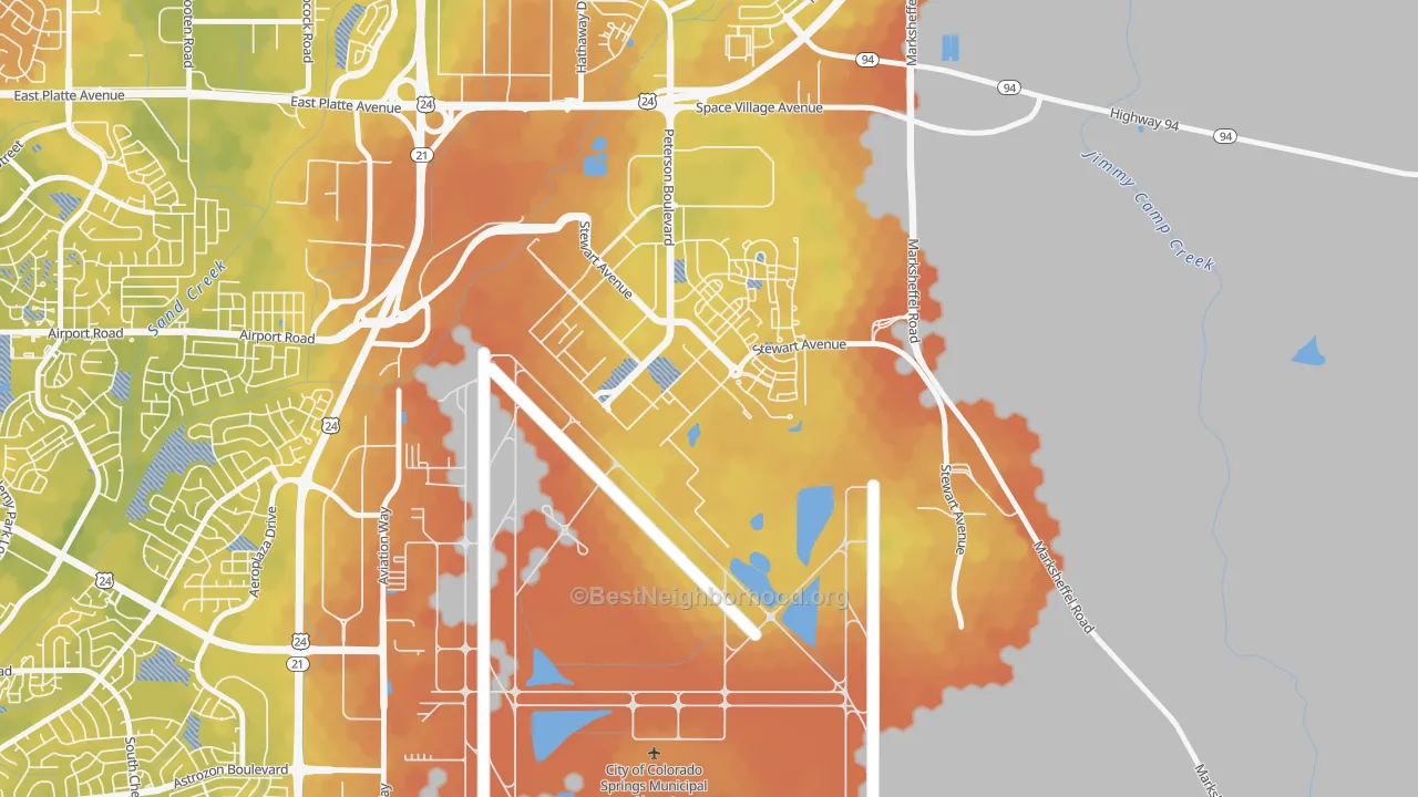 Bike Grade map of 80914, CO