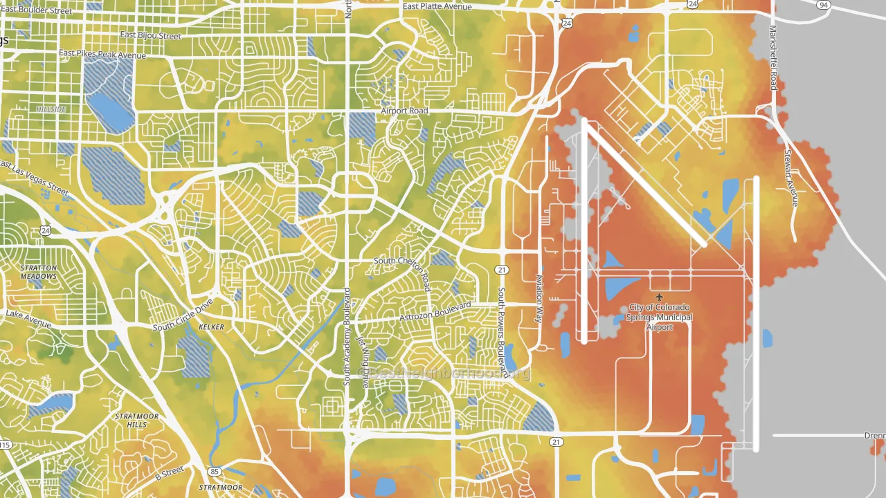 Bike Grade map of 80916, CO
