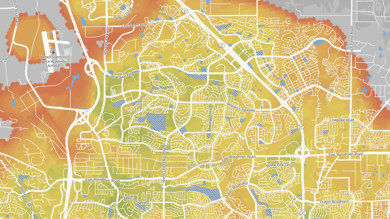 Bike Grade map of 80920, CO