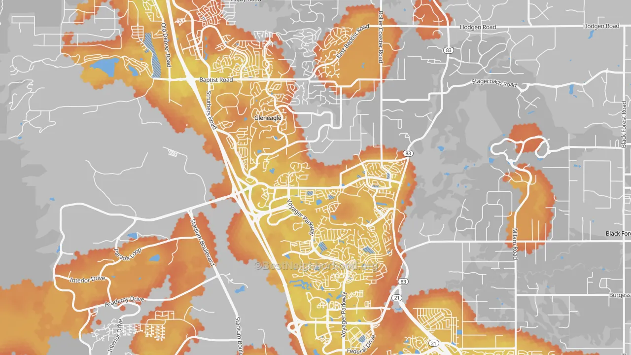 Bike Grade map of 80921, CO
