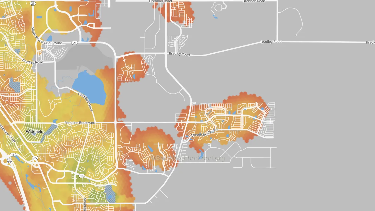 Bike Grade map of 80925, CO