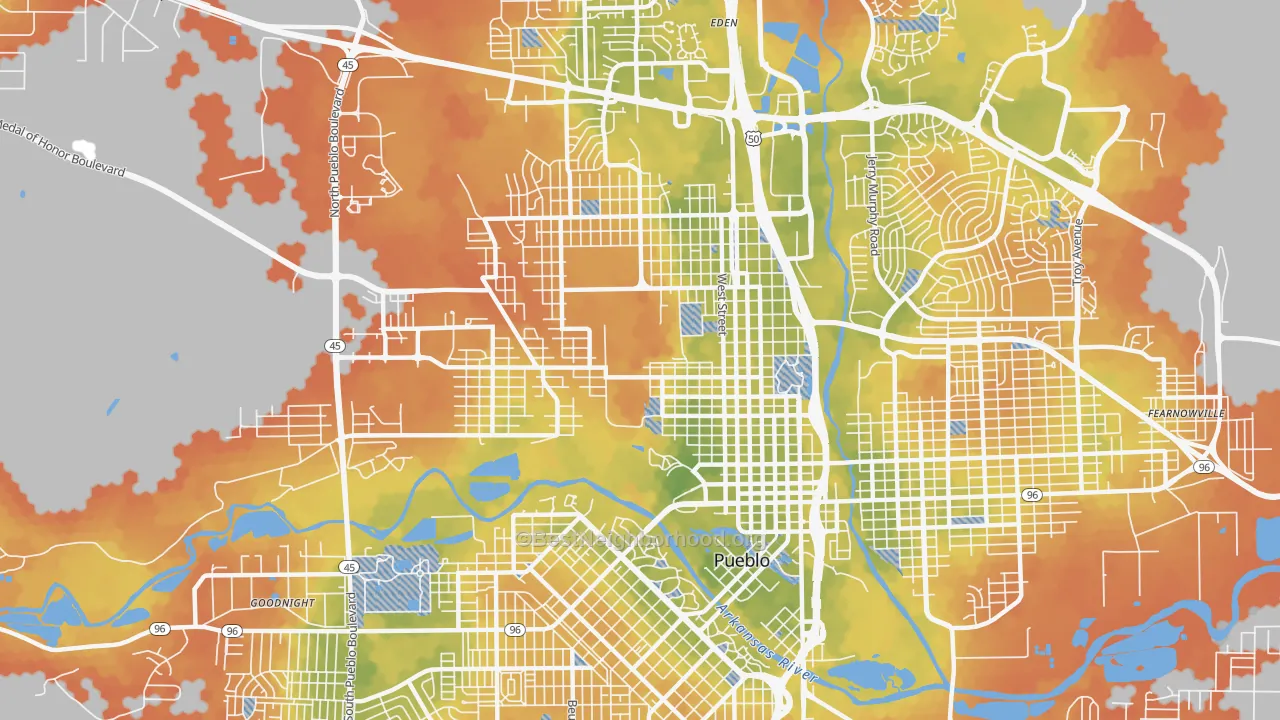 Bike Grade map of 81003, CO