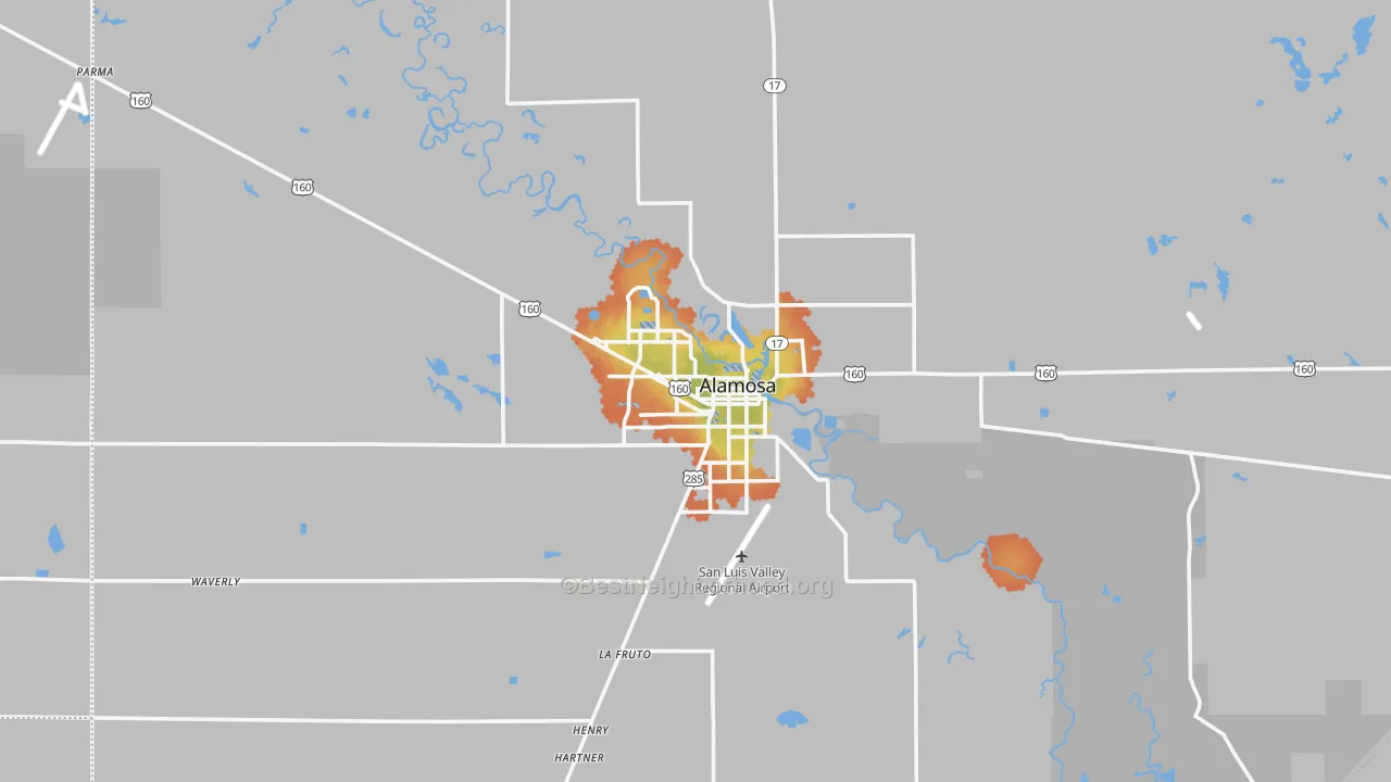 Bike Grade map of 81101, CO