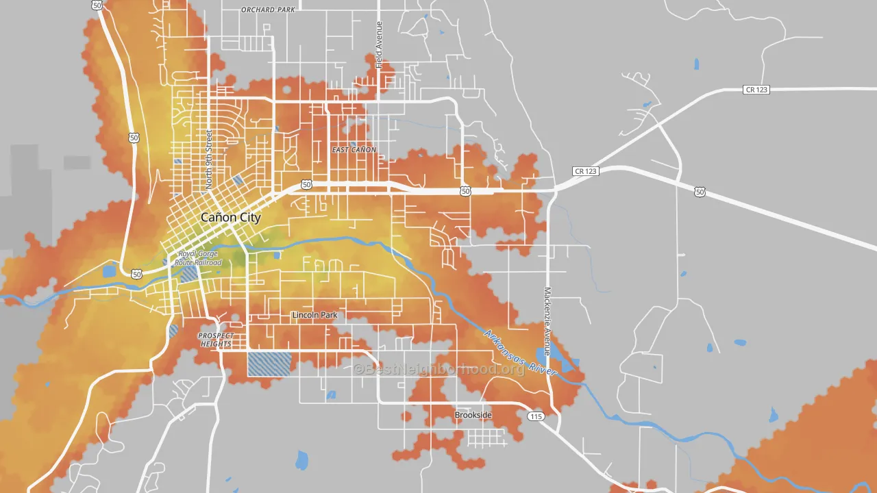 Bike Grade map of 81215, CO