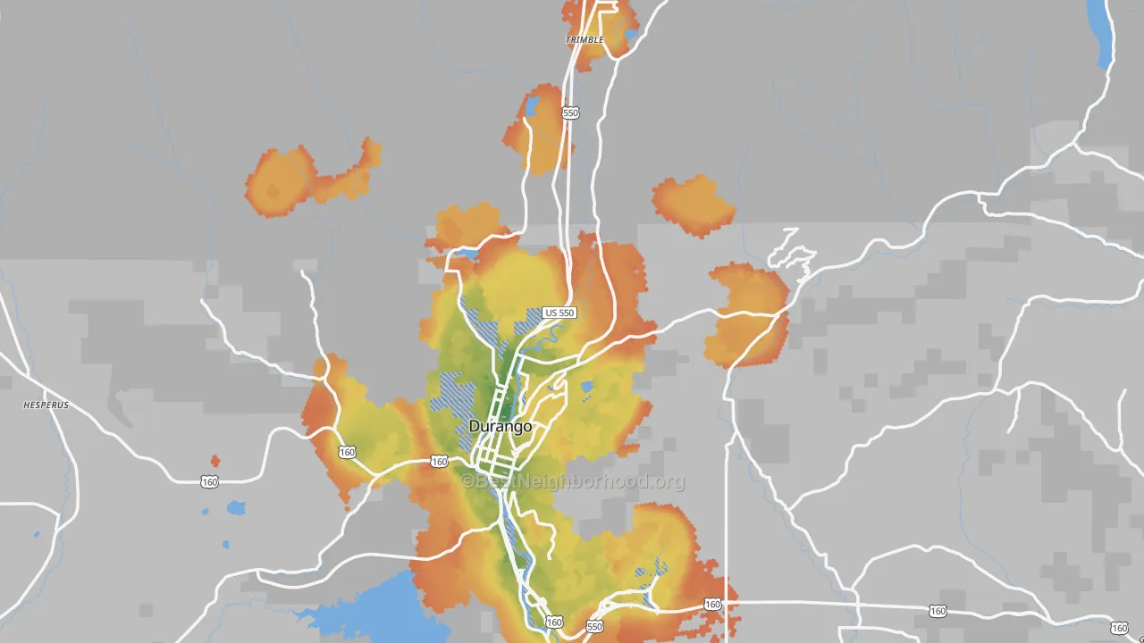 Bike Grade map of 81301, CO