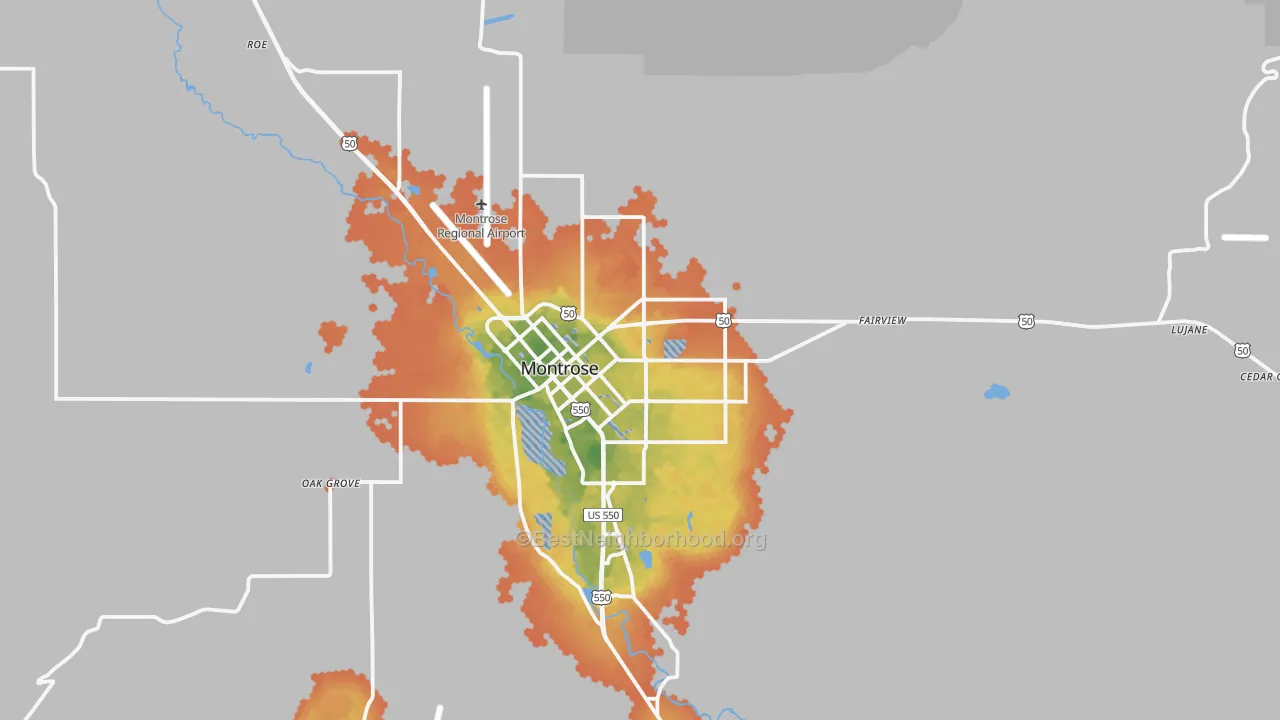 Bike Grade map of 81401, CO