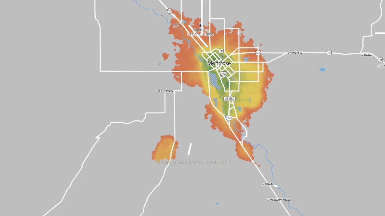 Bike Grade map of 81403, CO