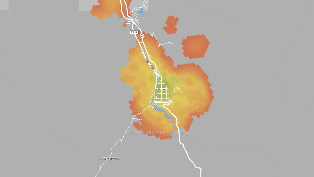 Bike Grade map of 81427, CO