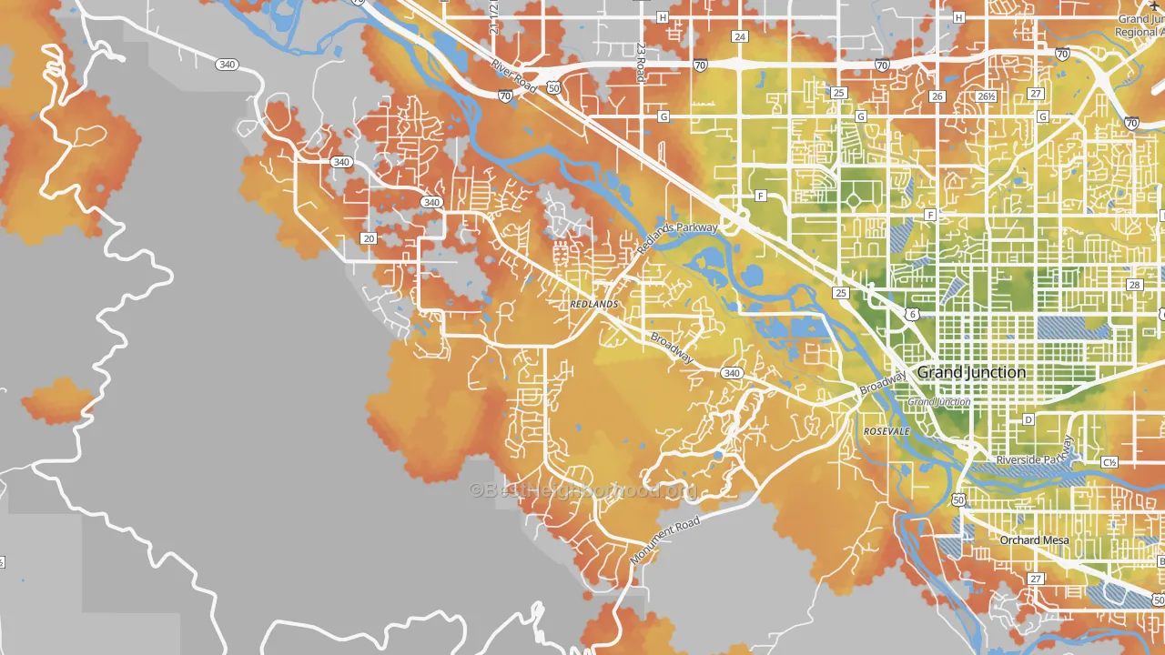 Bike Grade map of 81507, CO
