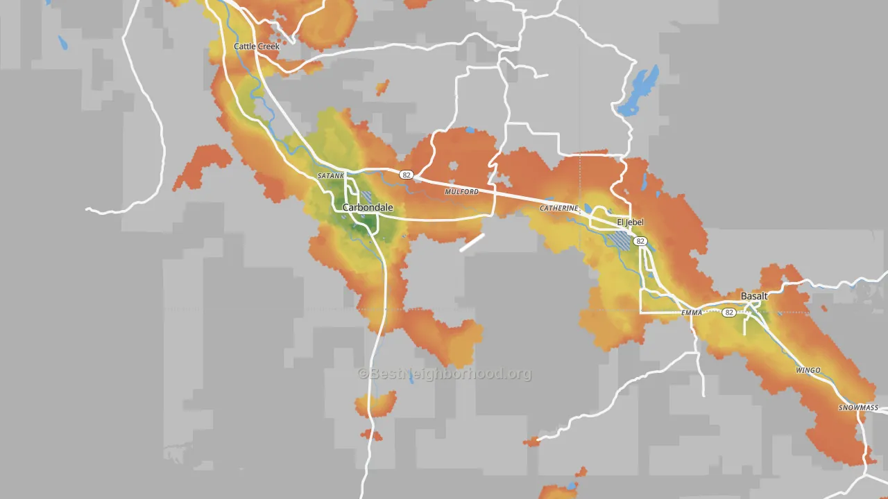 Bike Grade map of 81623, CO