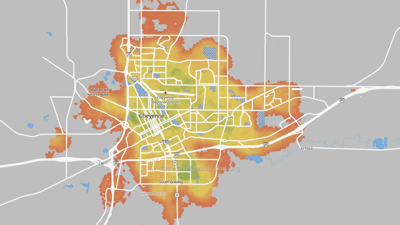 Bike Grade map of 82001, WY