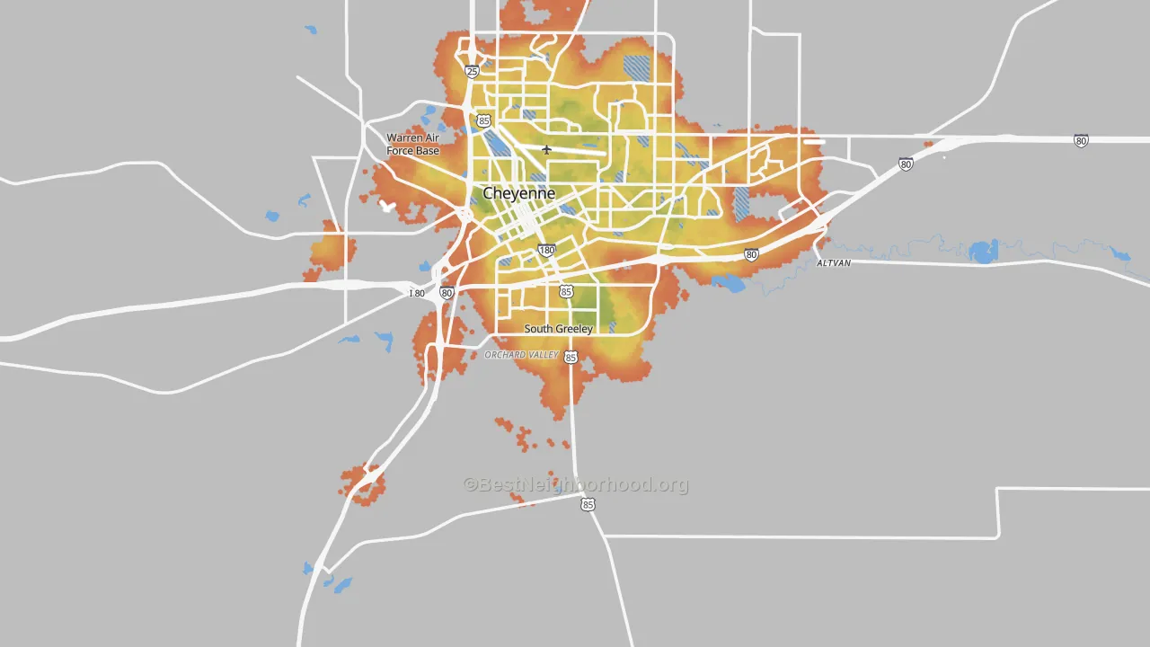 Bike Grade map of 82007, WY
