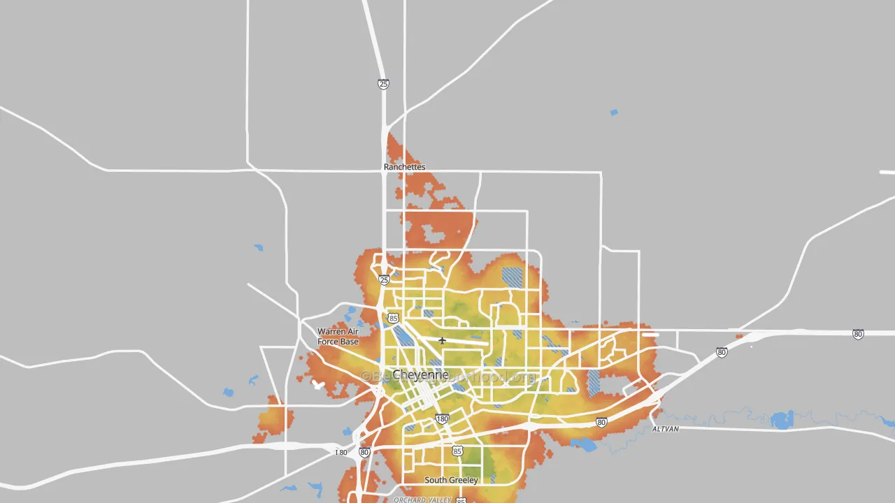 Bike Grade map of 82009, WY