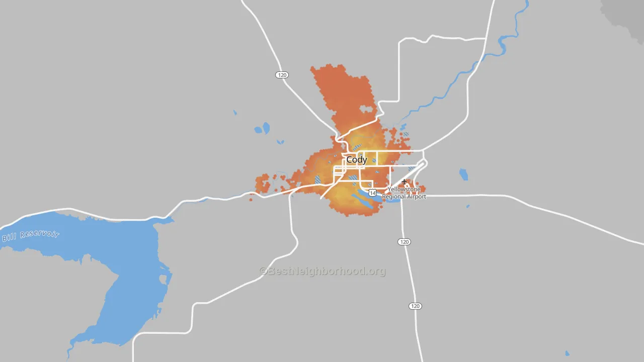Bike Grade map of 82414, WY