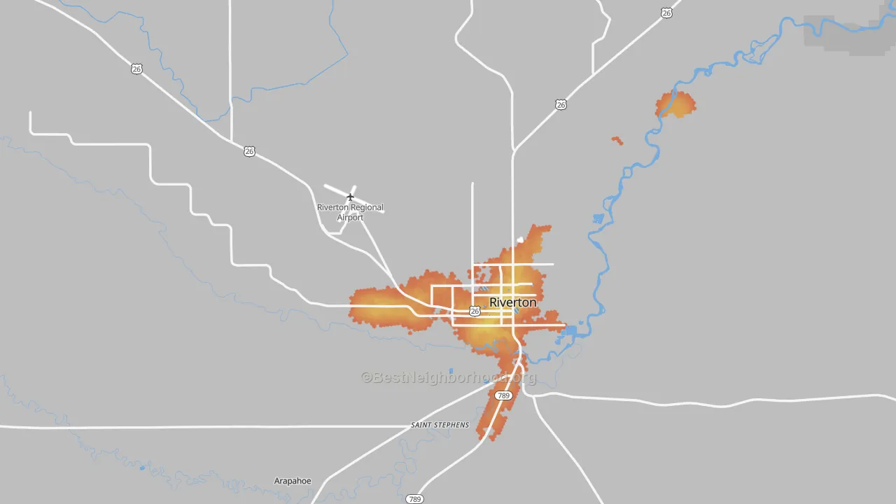 Bike Grade map of 82501, WY